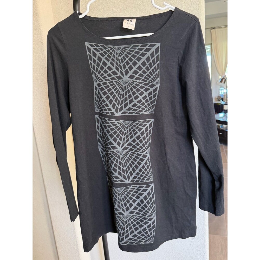 Nanso Black Long-Sleeve Modal Graphic Tee L